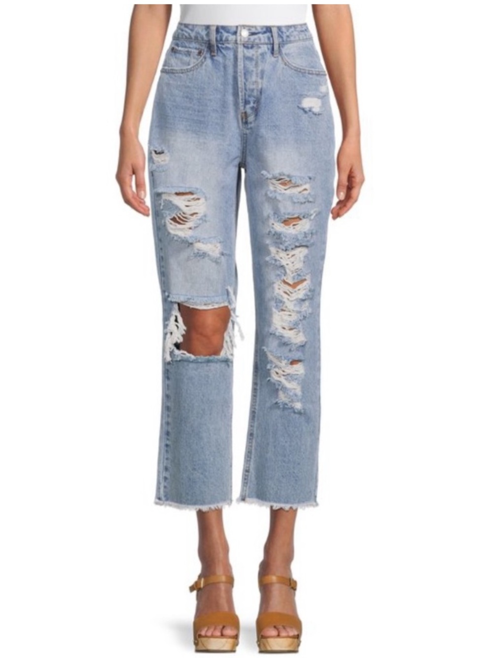 Vanilla Star Light Blue Distressed 90's Boyfriend Jeans
